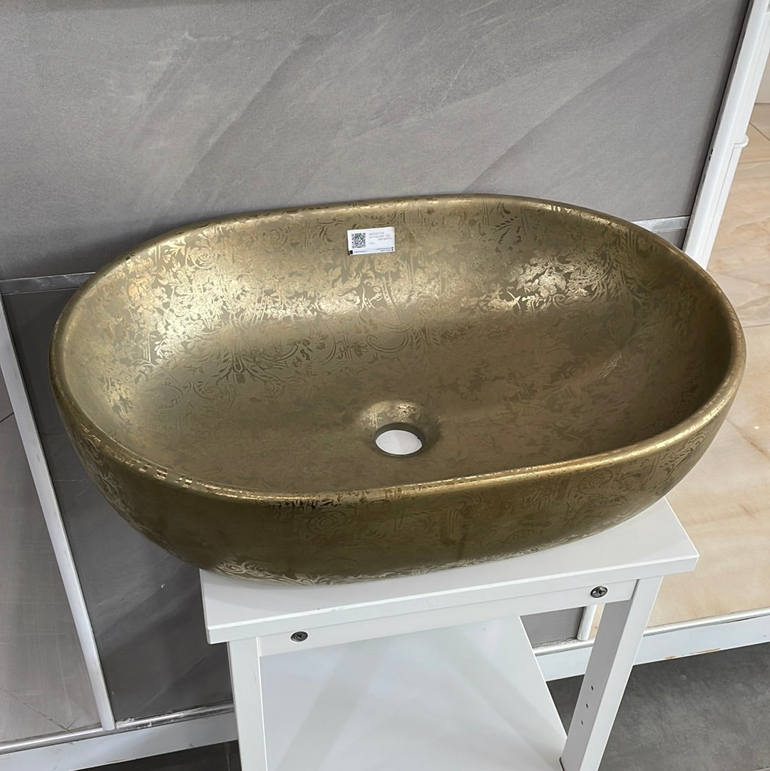 4037CRU17TOR LAV.TOULOUSE TOILE JOUY AZUL MATT GOLD 59X41X15 CM-BATHCO SPAIN - 2 PCS