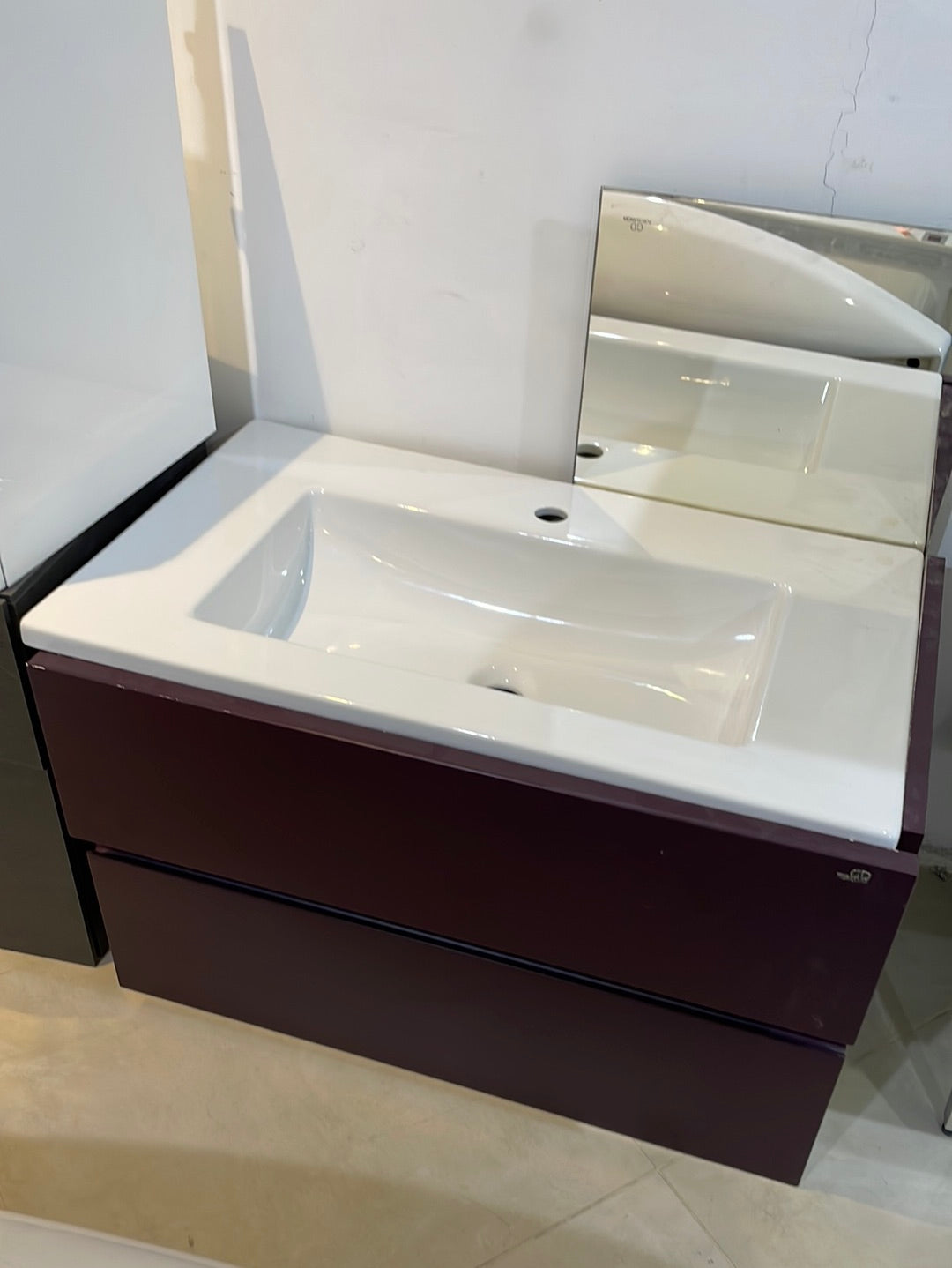 DYLAN FURNITURE WITH MIRROR & TOP CERAMIC, UNDER COUNTER WB WHITE GAMA DECOR SPAIN - 1 SET